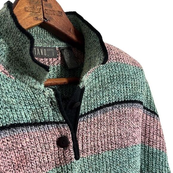 Vintage Gitano Knits Striped Colorblock Pastel Collared Sweater Multicolor Large - Picture 5 of 9